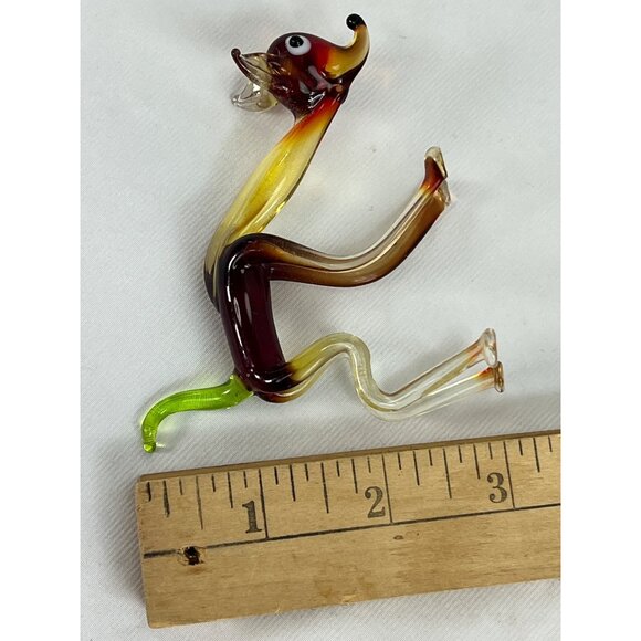 Art Glass Deer or Dog Figurine With Amber & Green Hand Blown - Picture 5 of 7